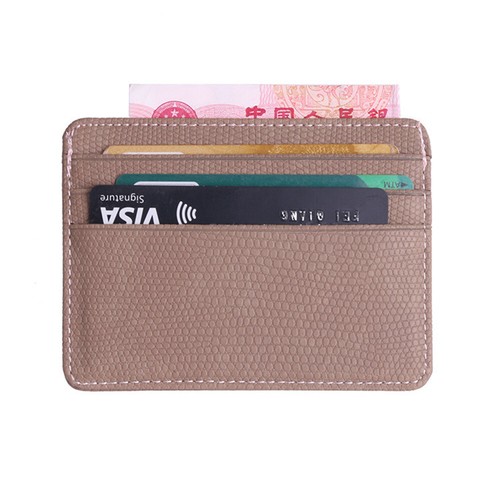 Mini 4 Card Slots Lizard Texture Business Leather Credit Card ID Card Holders - Picture 11 of 16