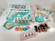 Tyco QUINTS Dolls Lot Playground, Rocking Horse, Vanity, African American Dolls 