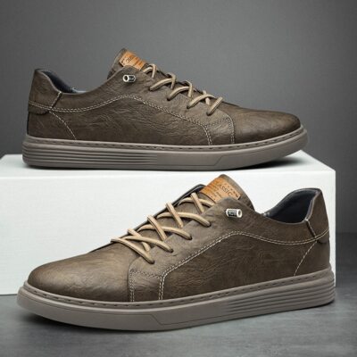 Casual Mens Lace up Outdoor Oxfords Leather Fashion Jogging Board Shoes