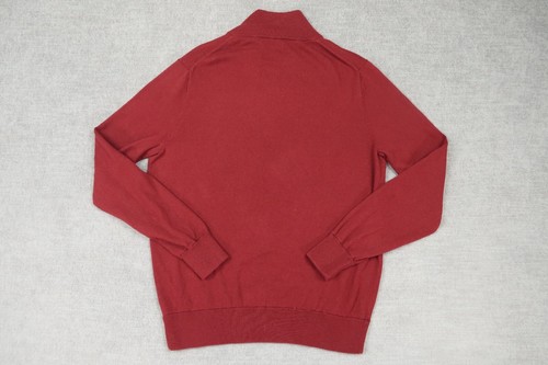 J Crew Sweater Mens Medium Red Pullover Half Zip Mercantile Merino Wool Blend - Picture 11 of 11