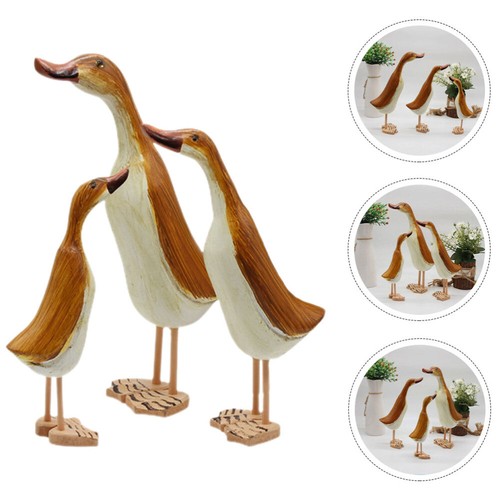 3PCS Wooden Sculpture Desktop Statue Home Wooden Decoration - Picture 6 of 12