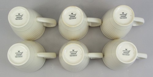 Wedgwood WINDSOR Coffee Mugs Cups x 6 Cream Ivory Ribbed 4" - Picture 7 of 7