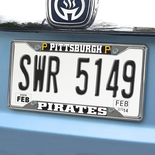 NEW MLB Pittsburgh Pirates Car Truck Chrome Metal License Plate Frame - Picture 2 of 3