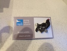 RSPB BLACK GROUSE Pin Badge on GREY CARD GNAH