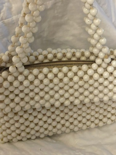 Vintage Ann Robin Made In Italy White Beaded Purse R.N.27326 - Picture 12 of 13