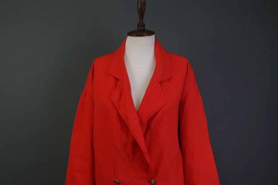 Jaqueta blazer de lã Agnona Altuna vermelha peito duplo Lagenlook tamanho 42 - Imagem 2 de 4