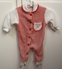 Vintage Carters Baby Red Stripe Pj Outfit Footed Sleeper Terry Cloth Small 11lbs