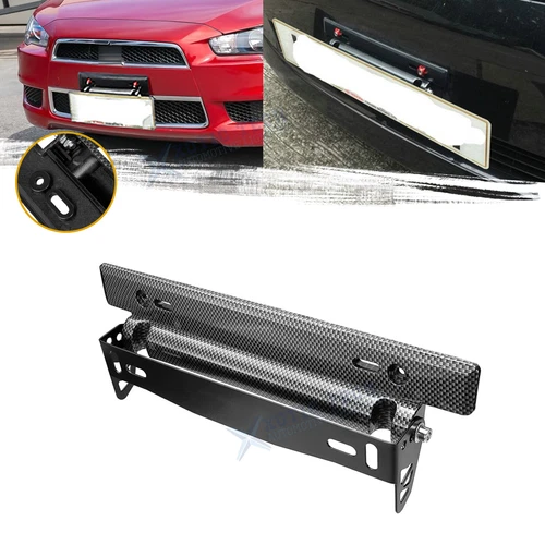 No Drill Carbon Fiber Front License Plate Mount Bracket Holder Universal for Car
