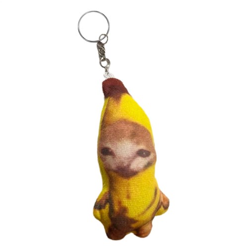Banana Cat Keychain Crying Sounds Banana Cat Plush Key Ring Pendant Squeeze Toys - Picture 2 of 14