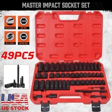 3/8 Inch Drive Master Impact Socket Set 49-Piece 6-Point SAE/Metric Bit Tool Kit