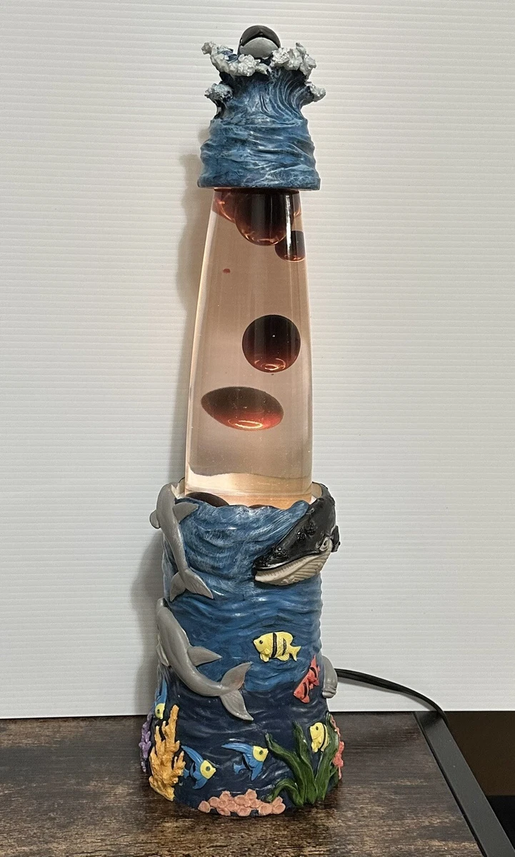 Vintage Lava Lamp 90s Whale Dolphin Orca Fish Sea Ocean 19 Purple Wax