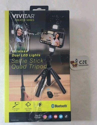 Vivitar 7-38" Selfie Stick Tripod W/ LED 9 Setting Lights and Wireless Remote - Picture 6 of 12