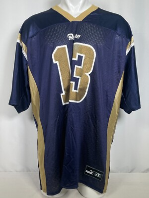Rams Warner 13 シャツ ネイビー/ゴールド Kurt Warner #13 St Louis Rams NFL Puma 1999 Blue Home Jersey Men's