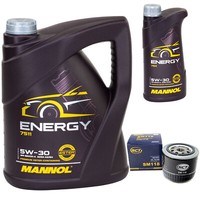 MotoröL Set Mannol Energy 5W-30 Api 6 Liter + ÖLfilter FüR Renault Clio Megane