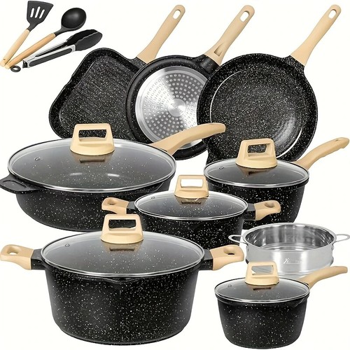 Juego de utensilios de cocina 23 piezas ollas y sartenes antiadherentes accesorios de cocina inducción - Imagen 10 de 11