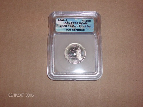 2008 S CLAD STATE QUARTER HAWAII ICG PF69 Deep Cameo (FROM 2008 PROOF SET)