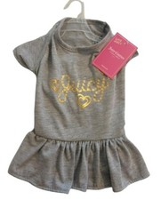 Juicy Couture Gray, Gold Bling Hearts, "Juicy" Puppy/Dog Dress, Medium