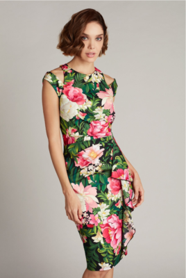knee length dresses for ladies Rent Rixo Black Zora Sun Petal Midi Dress main image 1
