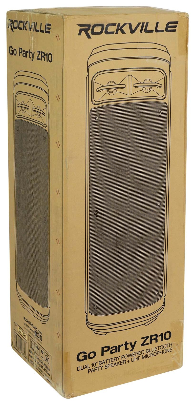 Rockville Go Party ZR10 Dual 10" Portable Wireless LED Bluetooth Speaker+UHF Mic