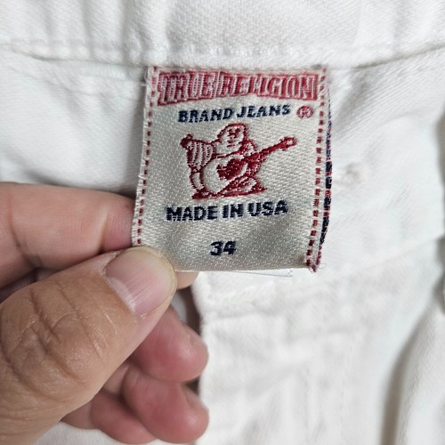 True Religion White Bobby Straight Leg Y2K Men's Jeans Size 34 Made in USA - Picture 7 of 14