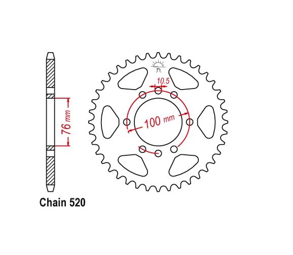Piñón trasero PBI 40T Suzuki LT500R LT250E LT300E DR500 SP500 RG125 RG400 GN400 Foto 3 de 3
