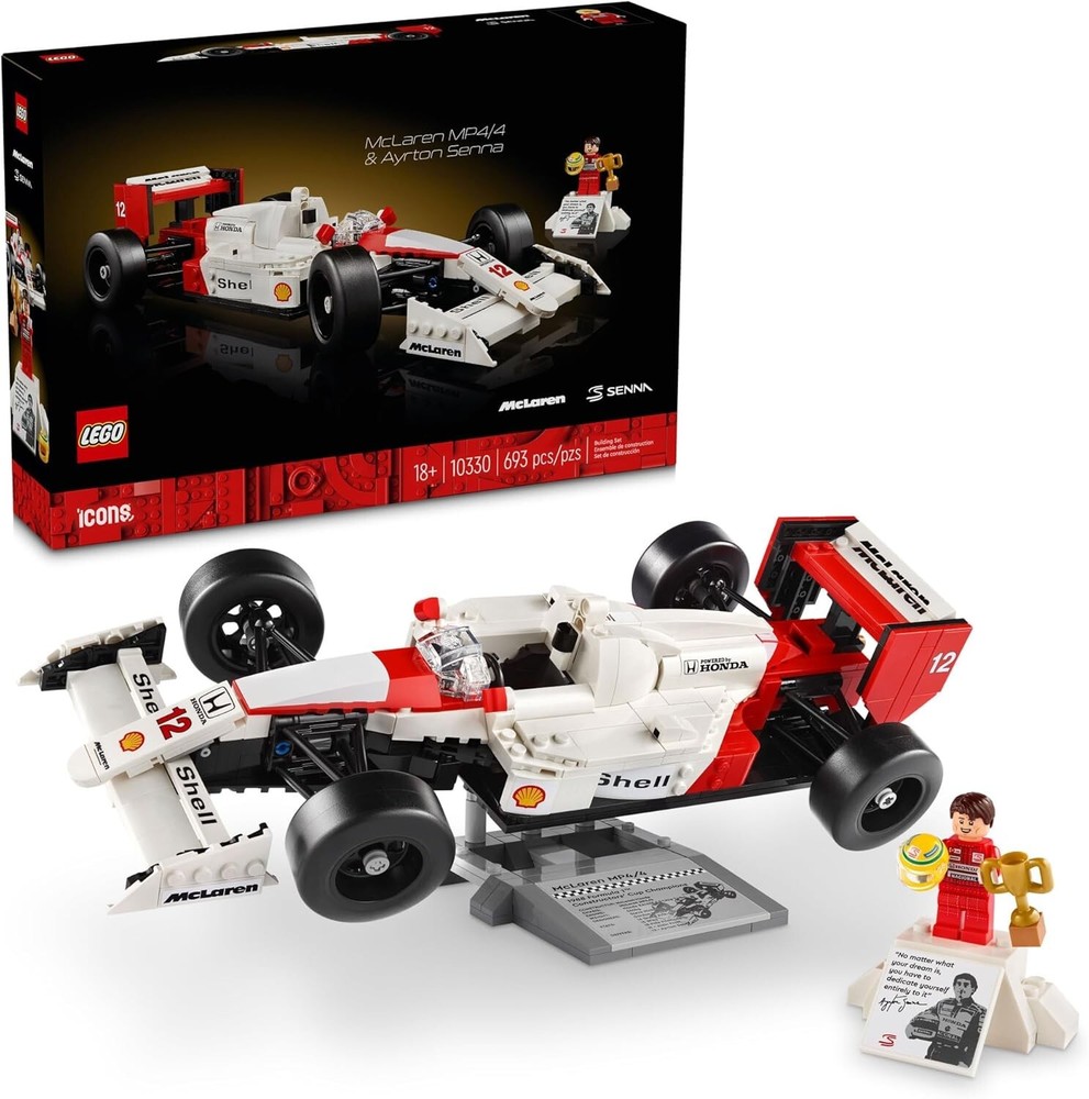 LEGO 10330 Icons: 1988 Mclaren Mp4/4 & Ayrton Senna Scale Replica Model Race Car
