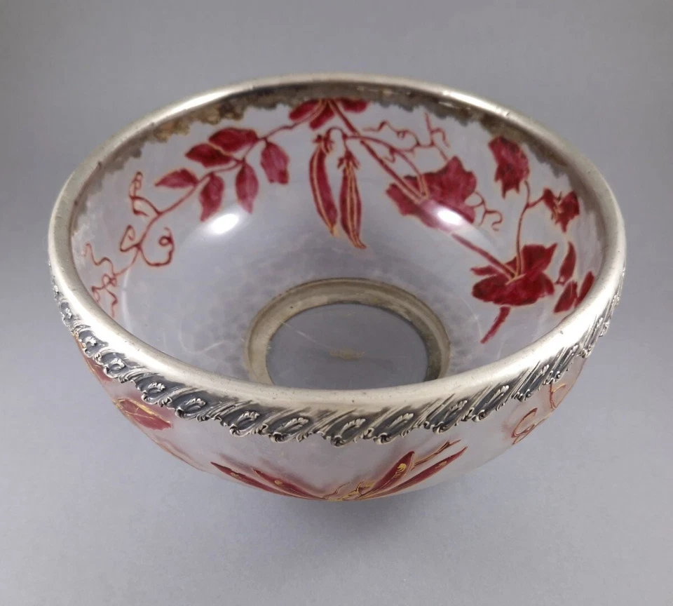 Coupe Art Nouveau en verre et argent massif - Photo 2/4