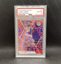 2019-20 Panini Mosaic Reactive Blue Prizm #8 LeBron James Lakers PSA 10