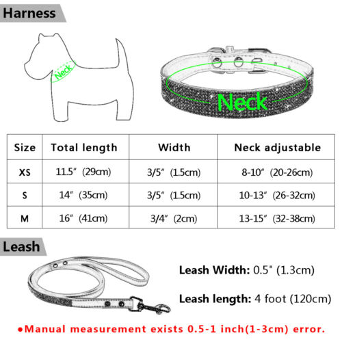 Bling Rhinestone Dog Collars and Leash set for Small Medium Dogs Puppy Chihuahua - Picture 2 of 17