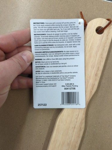 GRILL ZONE WOOD SCRAPE PREMIUM GRILL CLEANING SCRAPER - 257122 - Picture 5 of 5