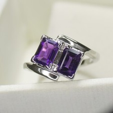Natural Purple Amethyst Ring With 925 Sterling Silver in All Sizes Available