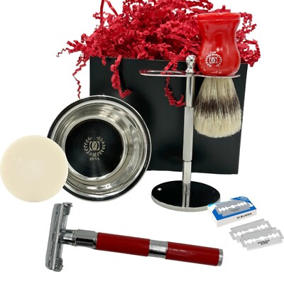 Men Gift Set Box Classic Traditional Chrome Shaving Safety Razor With 10 Blades