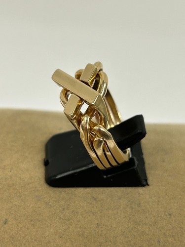 ÚNICO ANILLO ROMPECABEZAS CRUZ ORO AMARILLO 13K 4 BANDAS TALLA 7.5 - Imagen 5 de 15