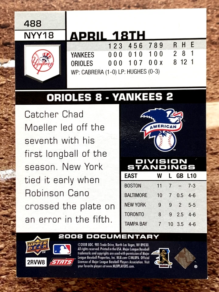 2008 Upper Deck Documentary Alex Rodriguez #488 - Image 2 of 2