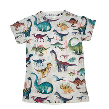 White Shirt with Colorful Dinosaurs Shirt Kid's Size 120