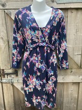 BODEN JERSEY NAVY/MULTI TEA DRESS 12/14UK  ABOVE KNEE LENGTH CLUSTER PATTERN
