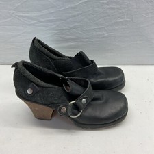 Women s Vintage London Underground Chunky Wooden Clog booties Shoes Size 7