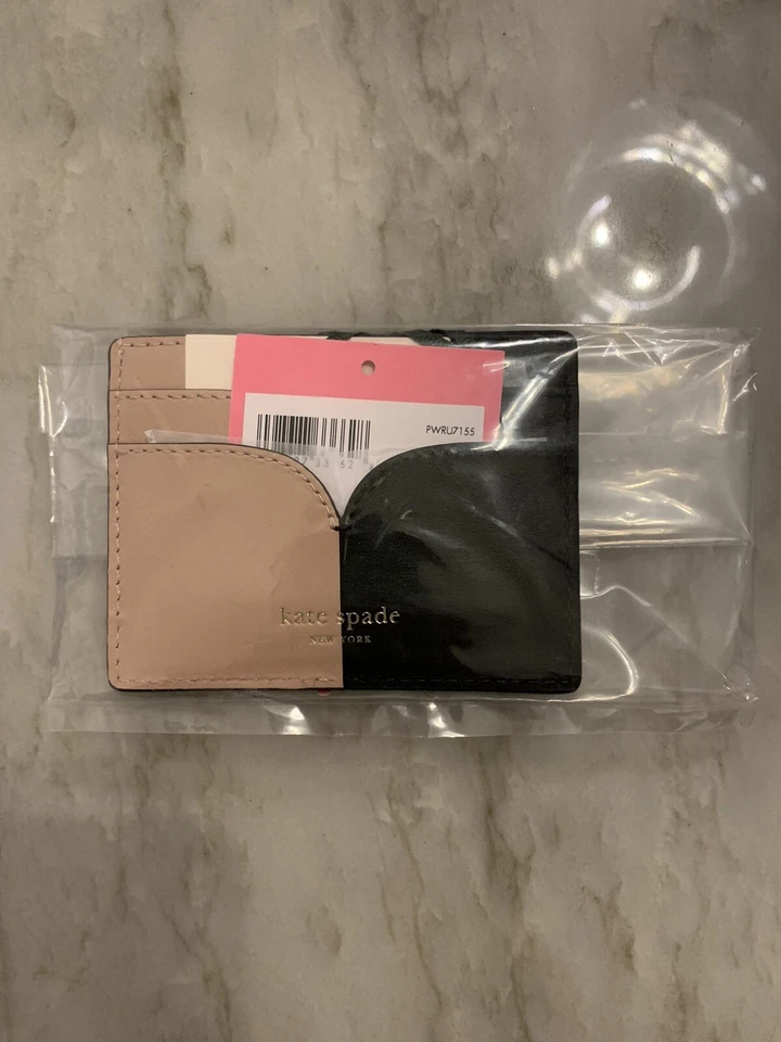 Новый с Ярлыками Kate Spade New York Nicola двухцветный кожаный карты держатель черный Flapper розовый - Изображение 2 из 2