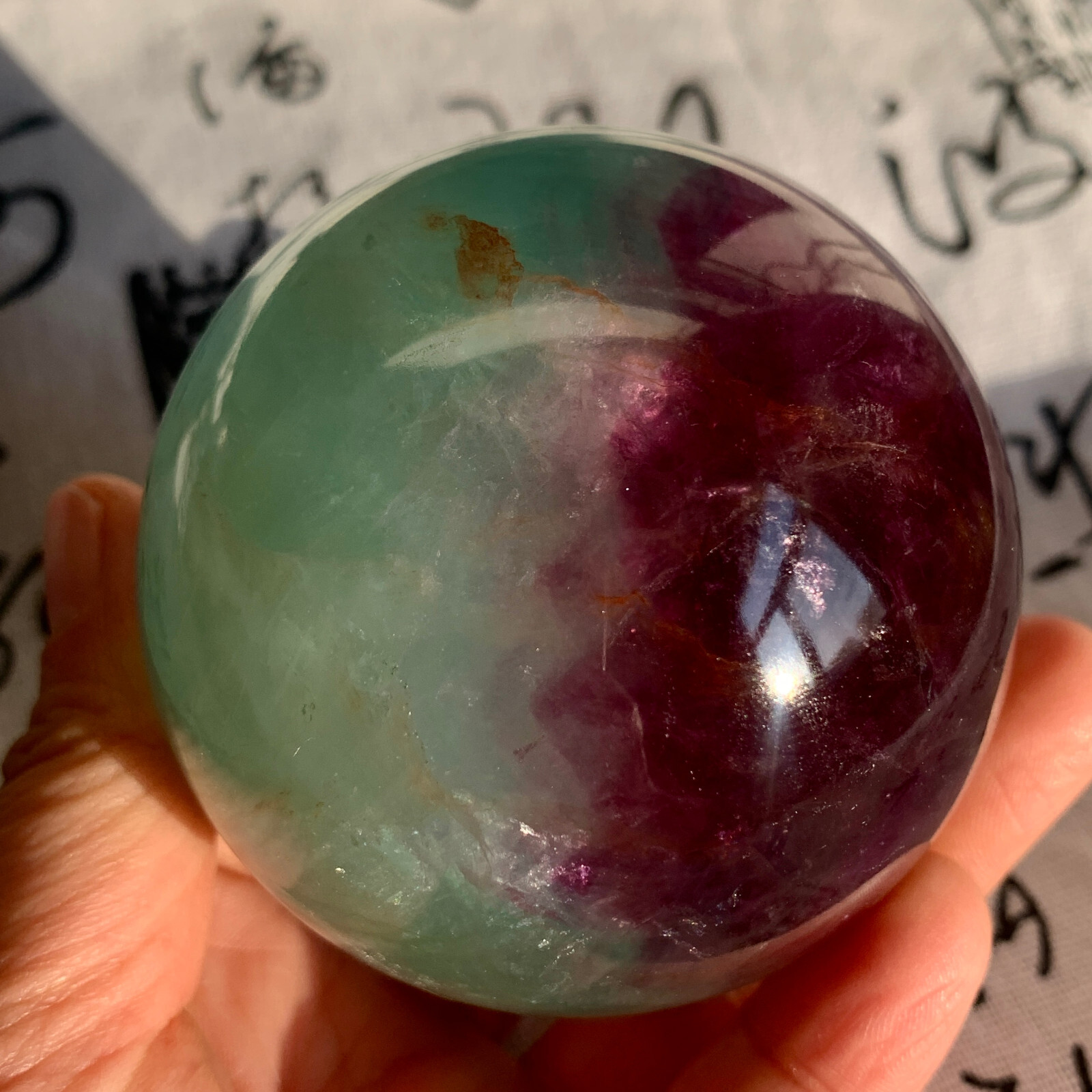 617g Natural Fluorite Crystal Ball for Energy Healing & Meditation