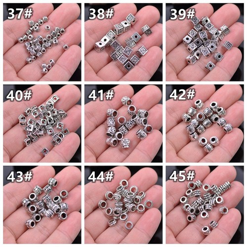 50 piezas cuentas de metal sueltas de plata tibetana cuentas espaciadoras 4~9 mm 50 estilos - Imagen 12 de 62