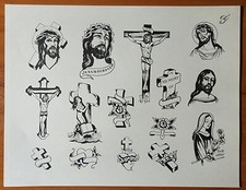 RARE 1950's Ralph Johnstone Milton Zeis Traditional Vintage Tattoo Flash Sheet G