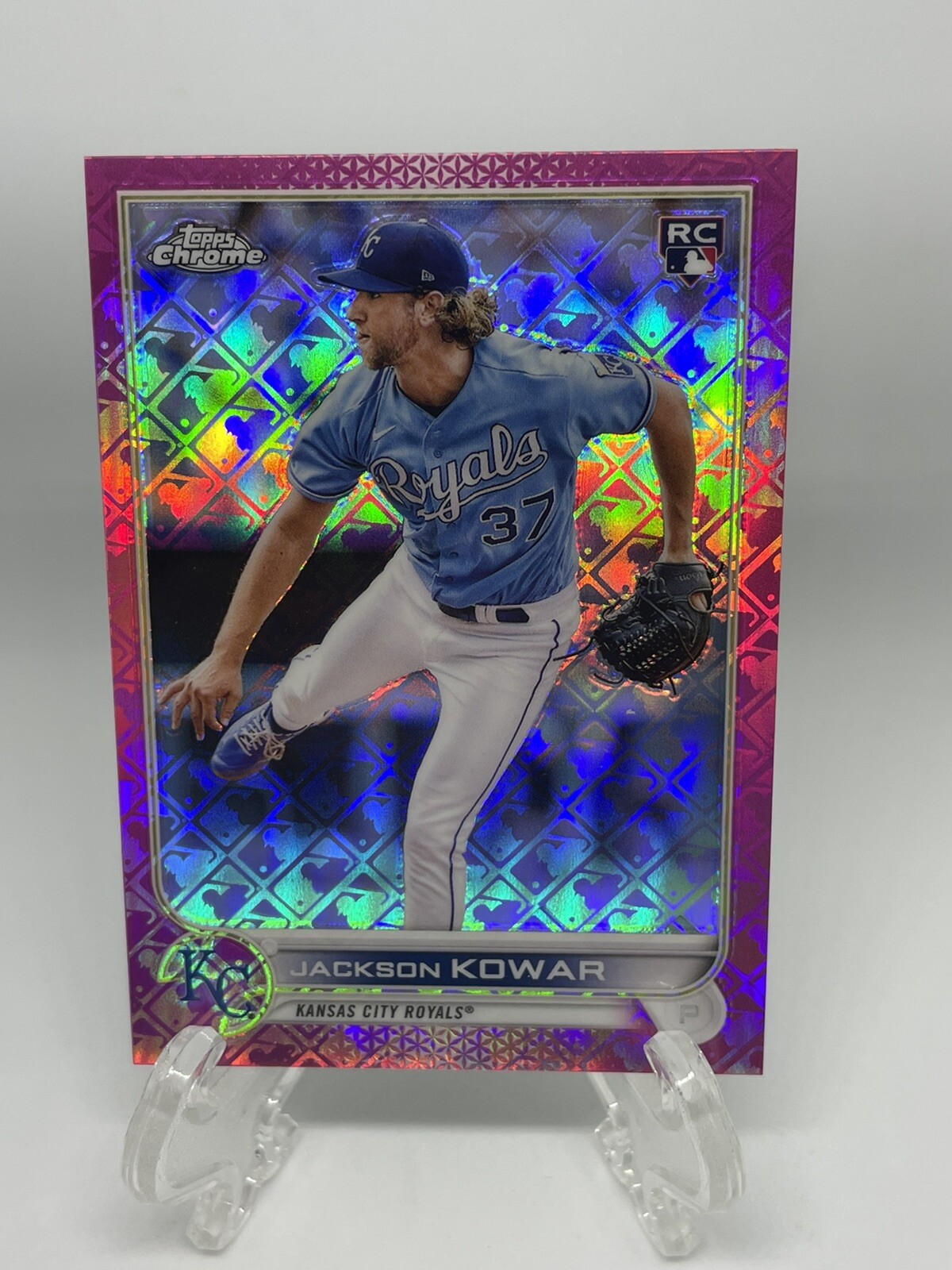 2022 Topps Chrome Logofractor Jackson Kowar #105 Pink /199 Rookie RC Royals