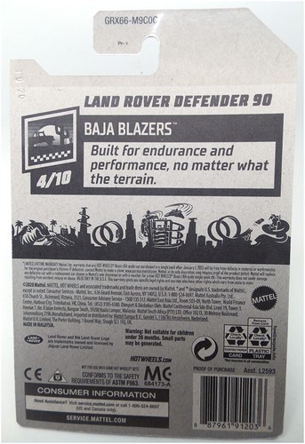 2020 Hot Wheels Land Rover Defender #32/250 Baja Blazers 4/10 Green - Picture 4 of 4