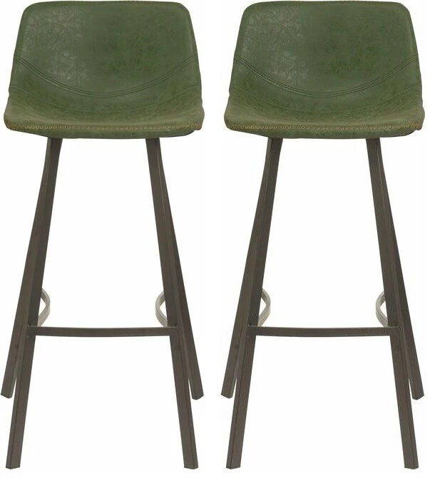 2 x Faux Leather Sage Green Bar Stools Breakfast Kitchen Cafe