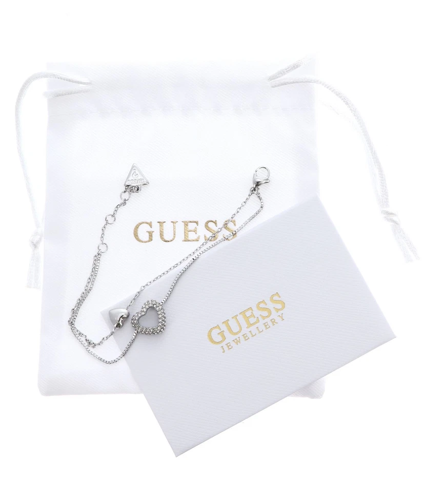 GUESS braccialetto Beloved Two Hearts Double Bracelet S Rhodium - Immagine 2 di 2