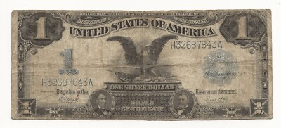 #ad 1899 $1 Dollar Bill Black Eagle Silver Certificate Note Large Size 843A ZSBM $143.54