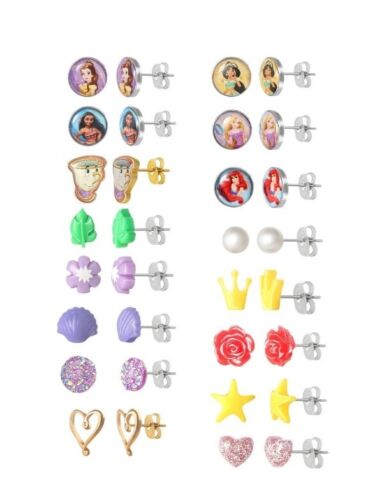 New Disney Princess 16 Piece Earring Stud Set For Sensitive Ears. free shipping - Picture 2 of 11