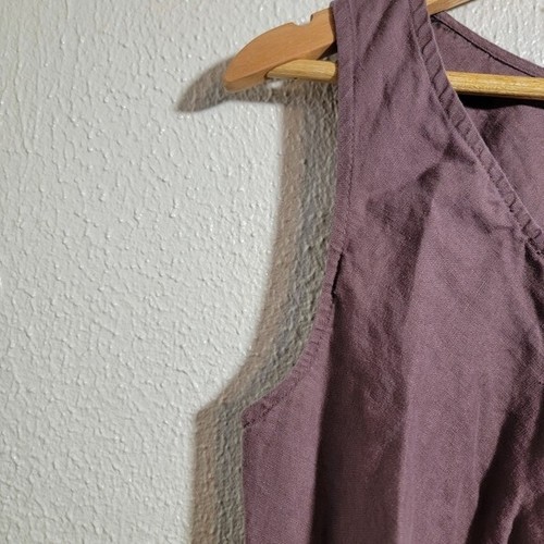 Spiegel 100% Linen Flax Maxi Slip Dress size 16W Dusty Purple Lagenlook Beach - Picture 3 of 10