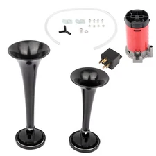 Air Horn Compressor Kit 12V 130DB Loud Car Truck Boat Dual Trumpet Train