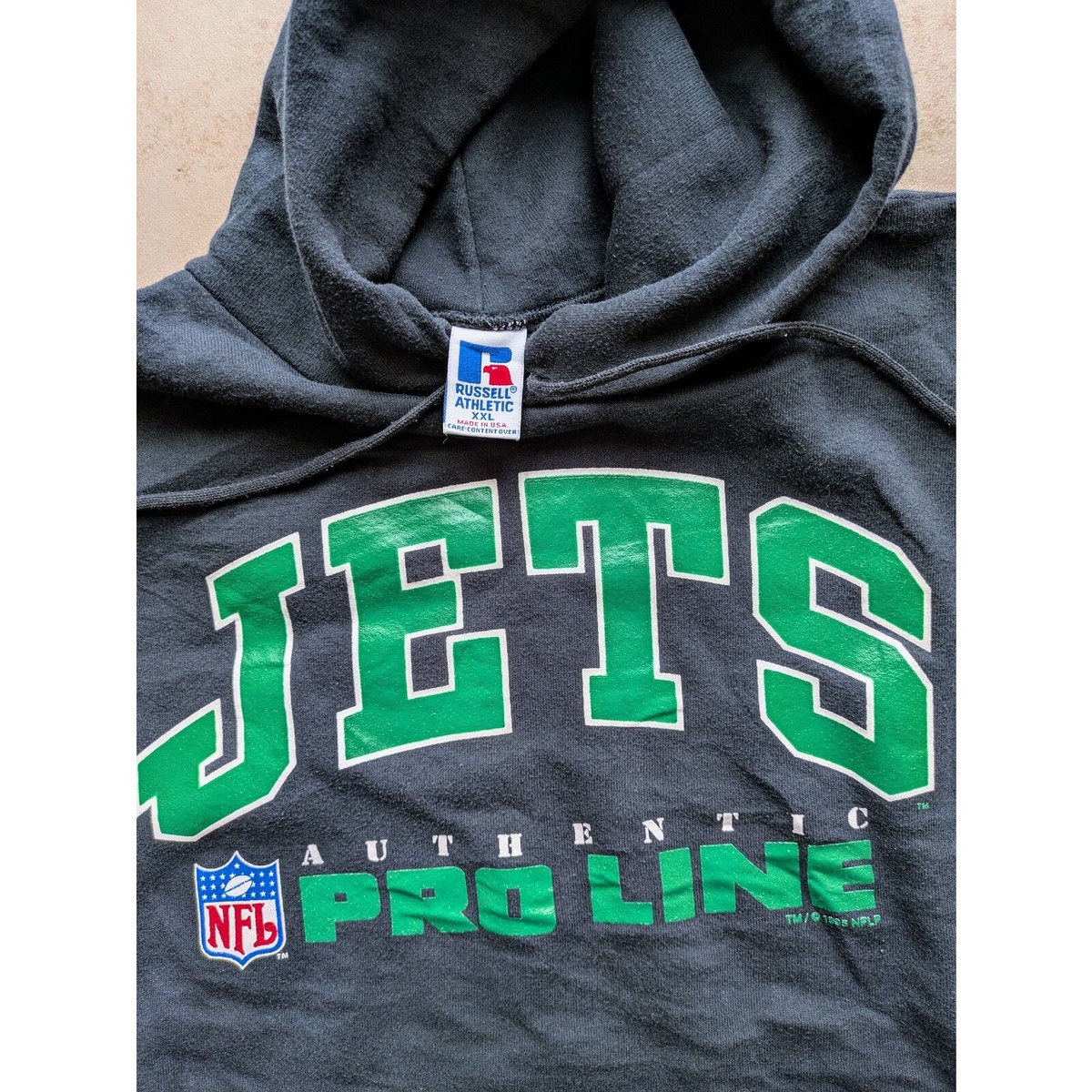 New York Jets 90s RUSSELL logo Hoodie sweatshirt 2X black